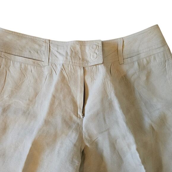 Larry Levine Petite Beige Linen Capri Dress Pants Trousers Size 12P - Picture 2 of 7